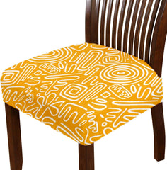 LAZI Yellow Abstract Printed Chair Seat Cover and Cushion Protector for Dining Chair