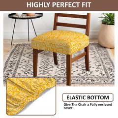 LAZI Yellow Abstract Printed Chair Seat Cover and Cushion Protector for Dining Chair