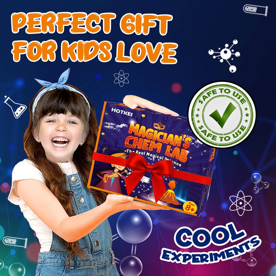 HOTKEI Magicians Box Chem Lab Experiment Kit for Boys and Girls Aged 8-12 years