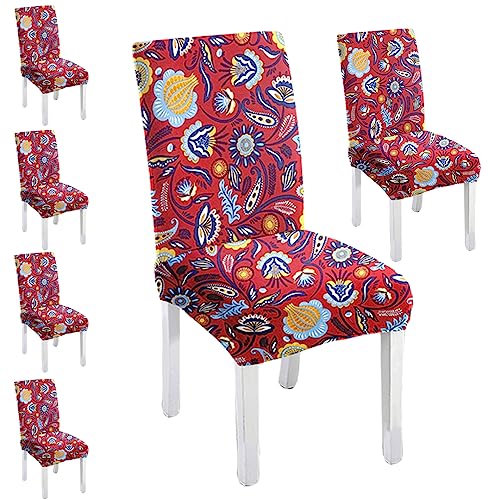 Lazi | Red chair cover for 6 dining chair on livebetterindia
