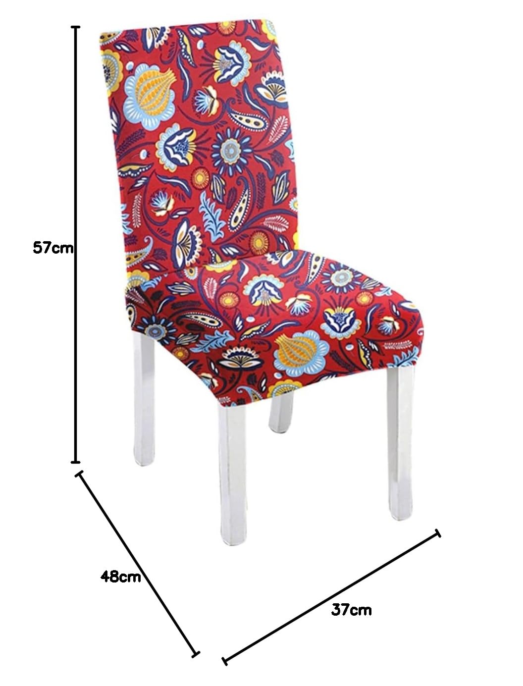LAZI Red Floral Printed Stretchable Dining Chair Slipcovers