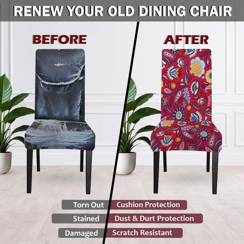 Lazi | Floral print chair cover for Dining chair on livebetterindia