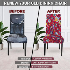 Lazi | Floral print chair cover for Dining chair on livebetterindia