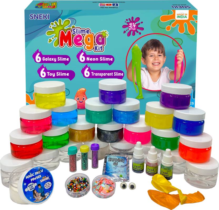 SNEKI Mega Slime Kit Multicolor Scented Toy Slime Gel Kit with Accessories to play