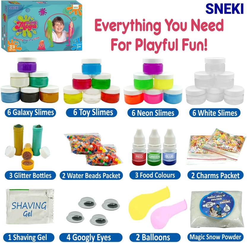 SNEKI Mega Slime Kit Multicolor Scented Toy Slime Gel Kit with Accessories to play
