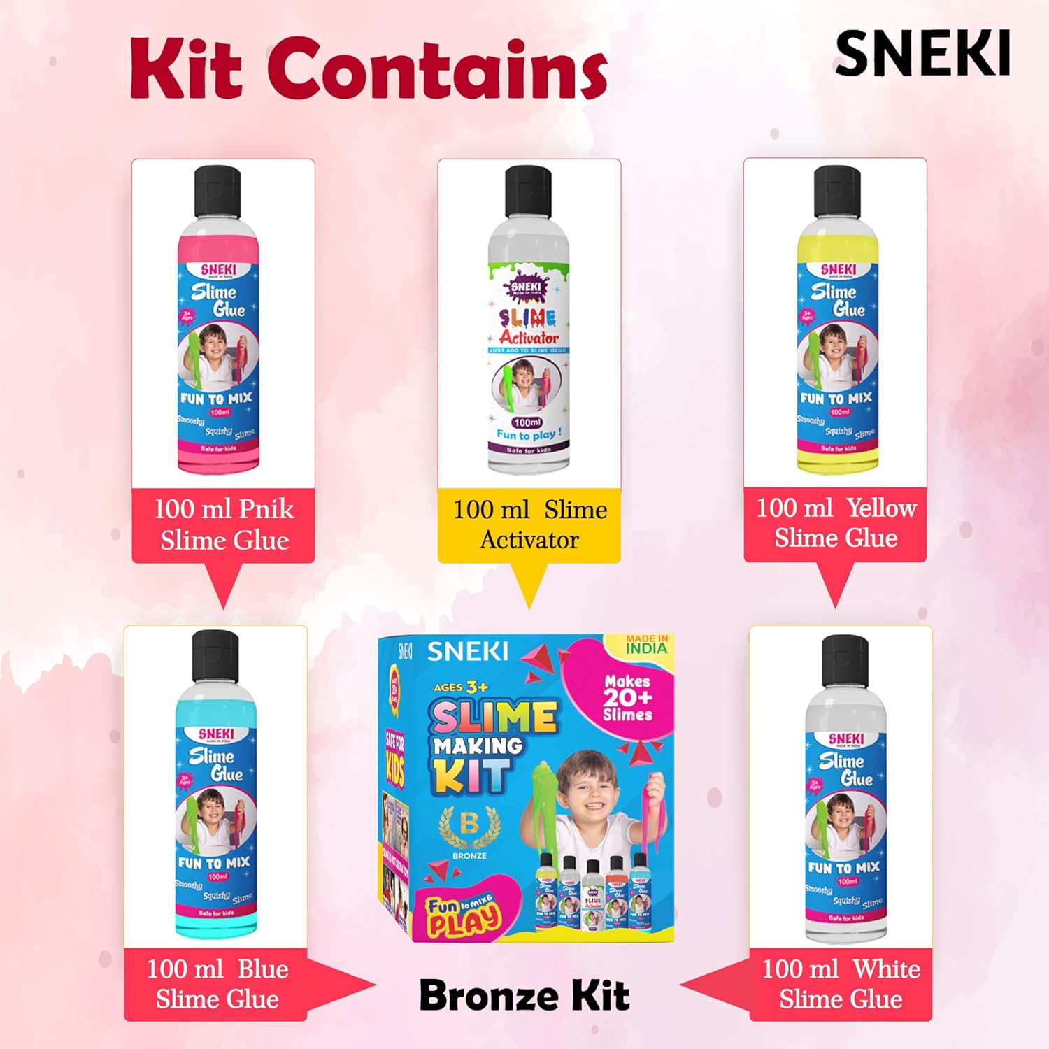 Sneki | what includes in at home slime making kit on livebetterindia.com