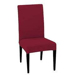 HOTKEI (Pack of 2 Maroon Color Elastic Stretchable Dining Table Chair Seat Cover Protector Slipcover for Dining Table Chair Covers Stretchable 1 Piece Pack of 2 Seater, Polyester Blend