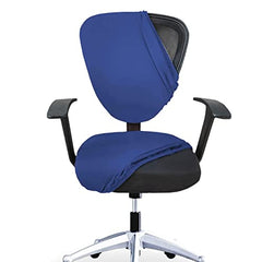 HOTKEI (Pack of 2 2 Piece Blue Office Chair Cover Stretchable Solid Elastic Removable Washable Office Computer Desk Executive Rotating Chair Seat Covers Slipcover Cushion Protector