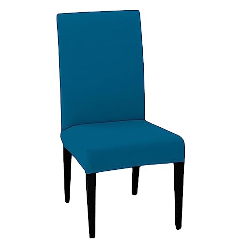 HOTKEI (Pack of 1 Airforce Blue Color Elastic Stretchable Dining Table Chair Seat Cover Protector Slipcover for Dining Table Chair Covers Stretchable 1 Piece Pack of 1 Seater, Polyester Blend