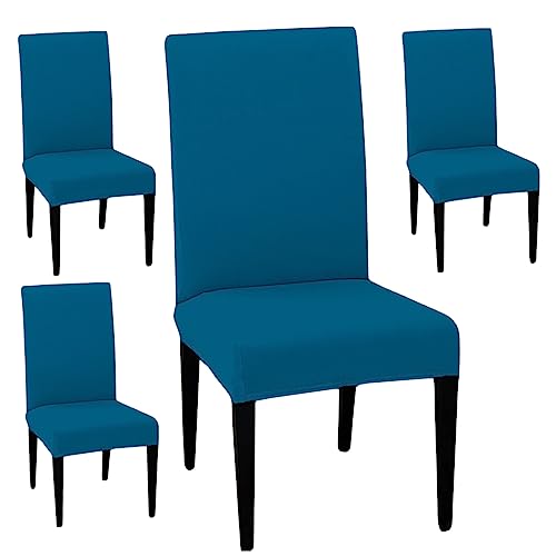 HOTKEI Combo Sofa Cover & Chair Cover | Sofa Cover 3 Seater and Dining Chair Cover Set of 4 Chair Protector Cover and Sofa Cover for Home Airforce Blue Color