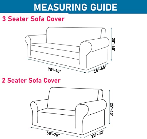 HOTKEI Sofa Cover 3+2 Seater Brick Big Universal Polycotton Non-Slip Elastic Stretchable Washable Three and Two seat Sofa Cover Protector for Sofa Stretchable Adjustable Cloth Makeover slipcovers