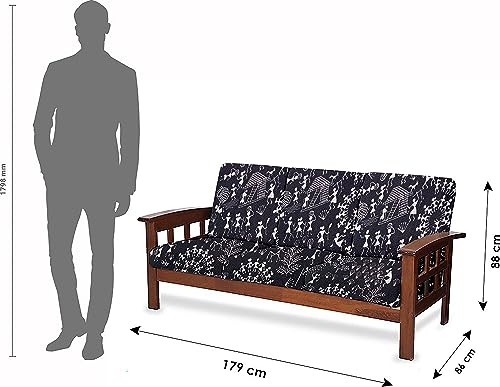 HOTKEI Warli Print Pack of 2 Sofa seat Cover Elastic Stretchable Sofa seat Set Cover Protector for Wooden Sofa seat Cushion Stretchable Cloth Cover 1 Seater 21"x 21"