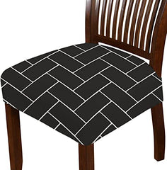 HOTKEI Pack of 6 Black Brick Dining Chair Seat Cover Elastic Magic Chair Cover Stretchable Protector Slipcover for Dining Table Chair Cover Set of 6 Seater