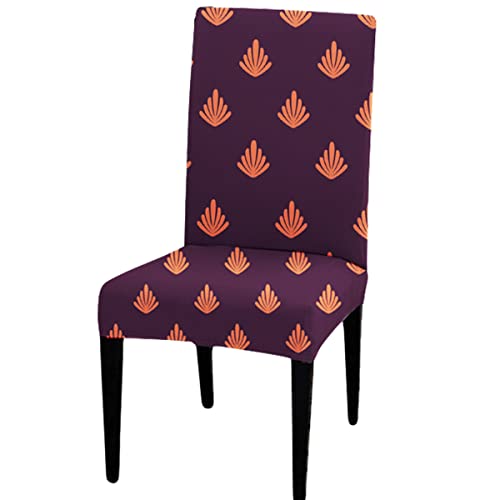HOTKEI Pack of 2 Floral Printed Elastic Stretchable Dining Table Chair Seat Cover Protector Slipcover for Home Hotel Dining Table Chairs (Set of 2 - Orange Leaves, Medium)
