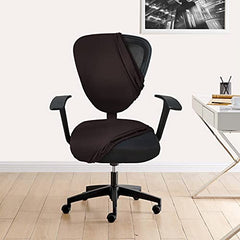 HOTKEI Set of 4 Wine 2 Piece Office Chair Cover Stretchable Elastic Polyester Removable Washable Office Computer Desk Executive Rotating Chair Seat Covers Slipcover Protector