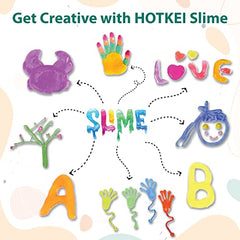 HOTKEI (Make 30+ Slime) Multicolor Scented DIY Magic Toy Slimy Slime Activator Glue Gel Jelly Putty Making kit Set Toy for Boys Girls Kids Slime Activator Making Kit 6 Glue & 2 Activator Bottle
