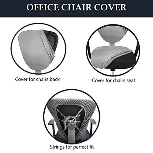 HOTKEI (Set of 6 2 Piece Office Chair Cover Stretchable Solid Elastic Removable Washable Office Computer Desk Executive Rotating Chair Seat Covers Slipcover Cushion Protector