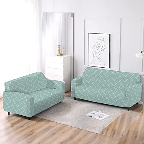 HOTKEI Sofa Cover 3+2 Seater Brick Big Universal Polycotton Non-Slip Elastic Stretchable Washable Three and Two seat Sofa Cover Protector for Sofa Stretchable Adjustable Cloth Makeover slipcovers