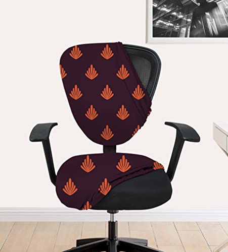 HOTKEI 2Pcs Chair Cover Pack of 6 Wine Leaf Print Stretchable Elastic Removable Washable Office Chair Cover Desk Executive Rotating Chair Seat Cover Slipcover Protector for Office Computer Chair
