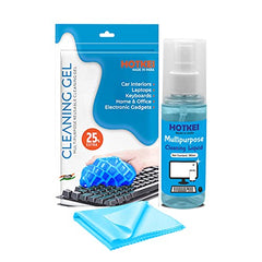 HOTKEI Combo of 100ml Laptop Screen Cleaning Liquid Keyboard Cleaning Gel for PC Laptop Tablet Phone Screen Camera dust Dirt Cleaner Cleaning Gel Jelly Liquid Spray for Laptop Cleaning kit with Cloth