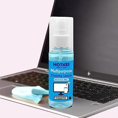 HOTKEI 100ml Blue Scented Laptop Screen Cleaner Cleaning Liquid Spray kit for Laptop PC Computer Tablet Smart Phone Screen Digital Camera Lens Laptop Cleaning Liquid with Soft Micro Fiber Cloth