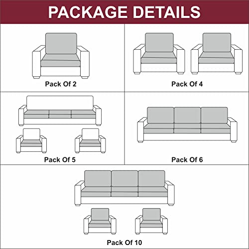 HOTKEI Maroon [Set of 6] Sofa seat Cover Elastic Stretchable Sofa seat Set Cover Protector for Wooden Sofa seat Cushion Stretchable Cloth Cover 3 Seater [21"x 21"]