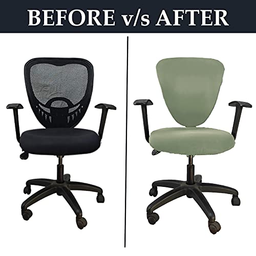 HOTKEI Set of 2 (2 Piece Office Chair Cover) Stretchable Solid Elastic Removable Washable Pista Office Computer Desk Executive Rotating Chair Seat Covers Slipcover Cushion Protector