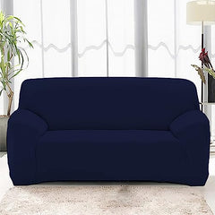 HOTKEI 3 Seater Navy Blue Polycotton Big Universal Non-Slip Elastic Stretchable Couch Sofa Set Cover Protector for 3 Seaters Sofa seat Stretchable Cloth Full Covers