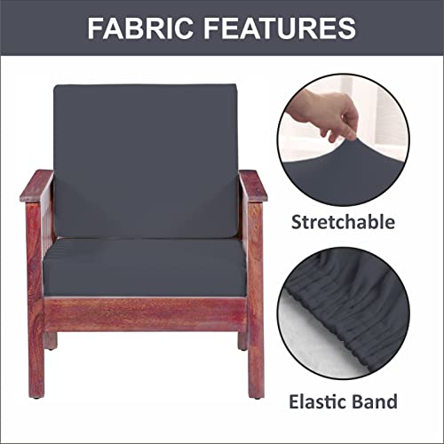 HOTKEI Dark Grey [Set of 6] Sofa seat Cover Elastic Stretchable Sofa seat Set Cover Protector for Wooden Sofa seat Cushion Stretchable Cloth Cover 3 Seater [21"x 21"]