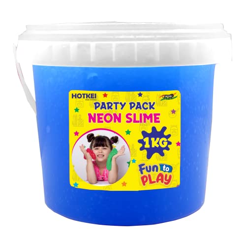 HOTKEI (1 Kg Neon Slime) Blue Fruit Scented Big Slimy Slime Gel Jelly Putty Toy Slime Bucket kit Set Toys for Girls Boys Kids Neon Slime