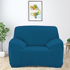 HOTKEI (1 Seater Airforce Blue Polycotton Big Universal Non-Slip Elastic Stretchable Couch Sofa Set Cover Protector for Single Seater Sofa seat Stretchable Cloth Full Covers
