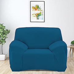 LAZI Sofa Cover Single Seater Airforce Blue Polycotton Big Universal Non-Slip Elastic Stretchable Single Couch Sofa Set Cover Protector for Single 1 Seater Sofa seat Set Stretchable Cloth Full Covers