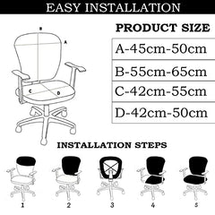 HOTKEI (Set of 6 2 Piece Office Chair Cover Stretchable Solid Elastic Removable Washable Office Computer Desk Executive Rotating Chair Seat Covers Slipcover Cushion Protector