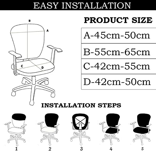 HOTKEI 2Pcs Chair Cover Set of 10 Light Grey Stretchable Elastic Removable Washable Office Chair Cover Desk Executive Rotating Chair Seat Cover Slipcover Protector for Office Computer Chair