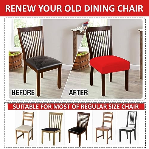 HOTKEI Pack of 2 Red Dining Chair Seat Cover Elastic Magic Chair Cover Stretchable Protector Slipcover for Dining Table Chair Cover Set of 2 Seater