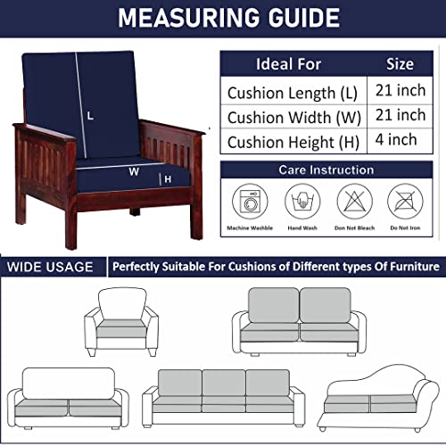 HOTKEI Navy Blue [Set of 2] Sofa seat Cover Elastic Stretchable Sofa seat Set Cover Protector for Wooden Sofa seat Cushion Stretchable Cloth Cover 1 Seater [21"x 21"]