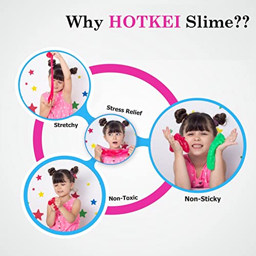 HOTKEI (Make 20+ Slimes) Multicolor Scented Diy Magic Toy Slimy Slime Activator Glue Gel Jelly Putty Making Kit Set Toy For Kids Slime Activator Making Kit 4 Colored Glue 1 Activator-100 Ml Each