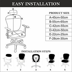 HOTKEI 2 Piece Black Office Chair Cover with Headrest Cover Stretchable Removable Stain Proof Office Computer Desk Executive Rotating Chair Seat Covers Slipcover Protector for Office Chair
