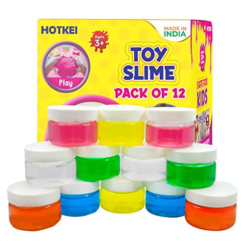 HOTKEI (Pack of 12 Slime) Multicolor Fruit Scented DIY Magic Toy Slimy Slime Clay Gel Jelly Putty Set kit Toys for Boys Girls Kids Slime – 50 gm