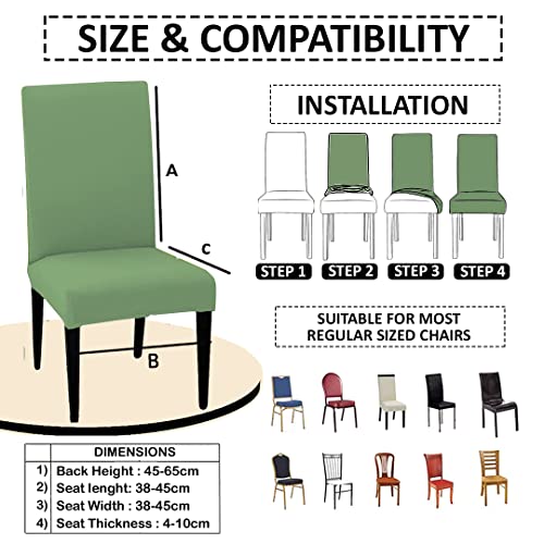 HOTKEI Pack of 6 Pista Elastic Stretchable Dining Table Chair Seat Cover Protector Slipcover for Dining Table Chair Covers Stretchable 1 Piece Set of 6 Seater, Polyester Blend