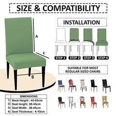 HOTKEI Pack of 6 Pista Elastic Stretchable Dining Table Chair Seat Cover Protector Slipcover for Dining Table Chair Covers Stretchable 1 Piece Set of 6 Seater, Polyester Blend