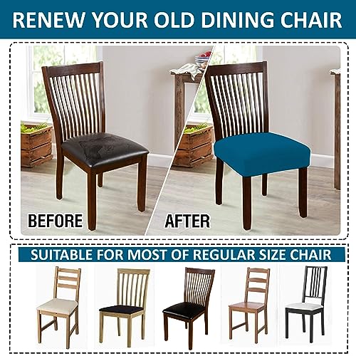 HOTKEI Pack of 2 Airforce Blue Dining Chair Seat Cover Elastic Stretchable Protector Slipcover for Dining Table Chair Cover Set of 2 Seater