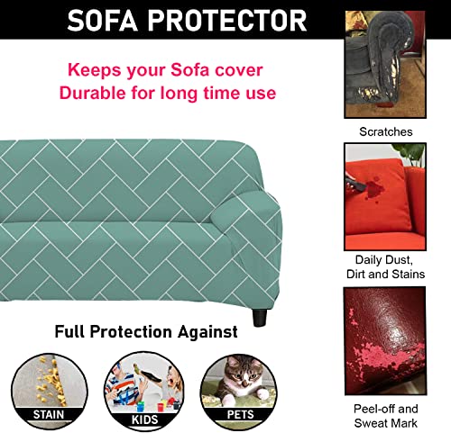 HOTKEI 2 Seater Brick Print Big Universal Polycotton Non-Slip Elastic Stretchable Washable Two seat Sofa Set Cover Protector for Sofa Stretchable Adjustable Cloth Makeover slipcovers