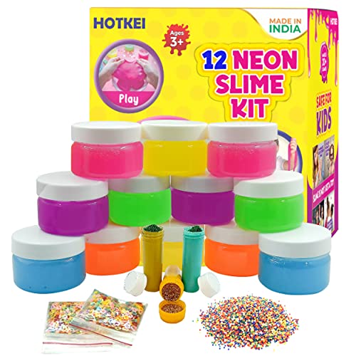 HOTKEI Neon Color Fruit Scented Toy Slime Kit Neon Slime Gel Kids Playing Kit