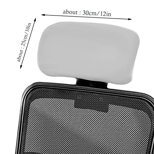 HOTKEI Light Grey Soft Polyester Office Chair Headrest Cover Elastic Removable Washable Stain Proof Computer Executive Rotating Chair Head Rest Slipcover Protector Covers for Office Chair