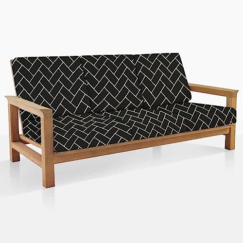 HOTKEI Black Brick [Set of 6] Sofa seat Cover Elastic Stretchable Sofa seat Set Cover Protector for Wooden Sofa seat Cushion Stretchable Cloth Cover 3 Seater [21"x 21"]