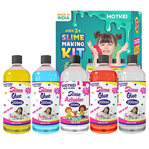 HOTKEI 200 ml Multicolor Scented DIY Magic Toy Slimy Slime Activator Glue Gel Slime Making kit Set
