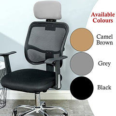 HOTKEI Light Grey Soft Polyester Office Chair Headrest Cover Elastic Removable Washable Stain Proof Computer Executive Rotating Chair Head Rest Slipcover Protector Covers for Office Chair