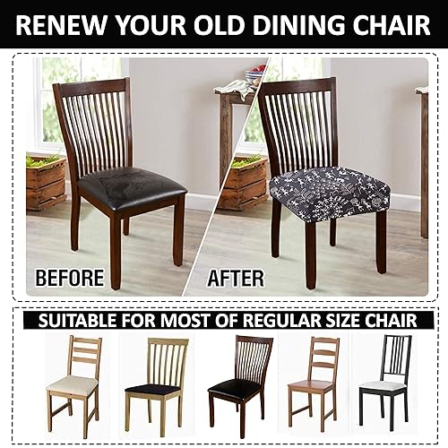HOTKEI Pack of 2 Warli Print Dining Chair Seat Cover Elastic Magic Chair Cover Stretchable Protector Slipcover for Dining Table Chair Cover Set of 2 Seater