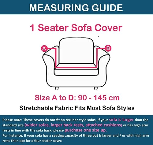 LAZI Sofa Cover Single Seater Airforce Blue Polycotton Big Universal Non-Slip Elastic Stretchable Single Couch Sofa Set Cover Protector for Single 1 Seater Sofa seat Set Stretchable Cloth Full Covers